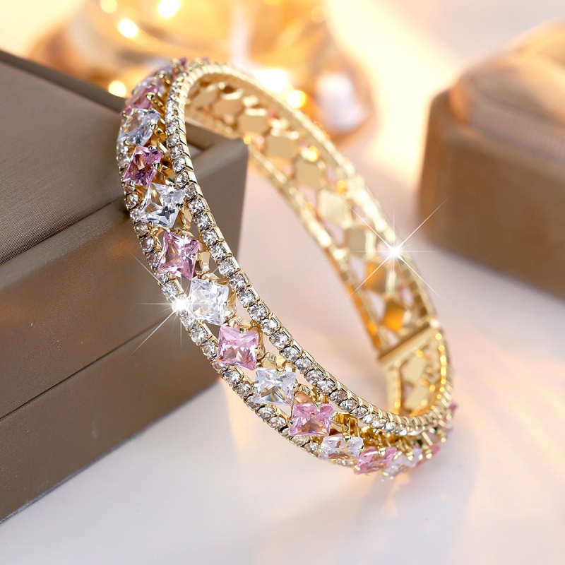 Women Accessories Pk - Pulsera de Diamantes Redondos y Cuadrados