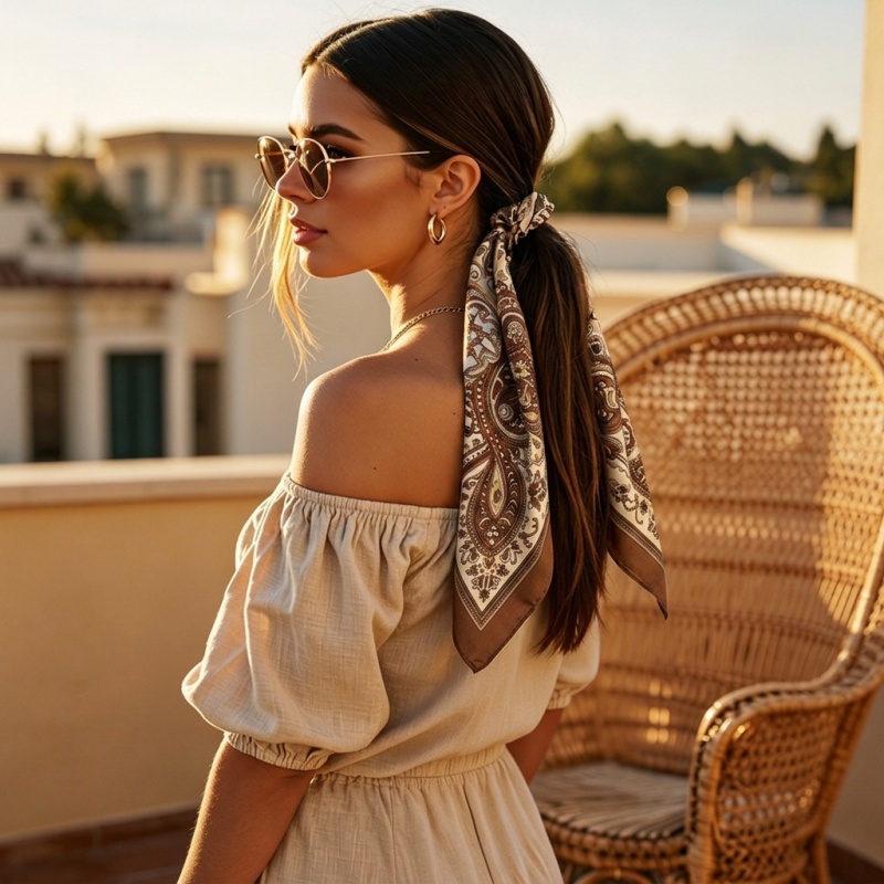 Pañuelo Cuadrado de Satén de L - Women'S Accessories For Neck reseña y precio
